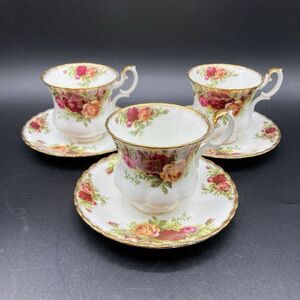 3 Set Vintage Royal Albert Old Country Roses Bone China Demitasse Cups Saucers